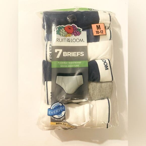Fruit of the Loom Value Pack 7 Boys Tagless Briefs New package Size M 10-12 - Picture 1 of 2